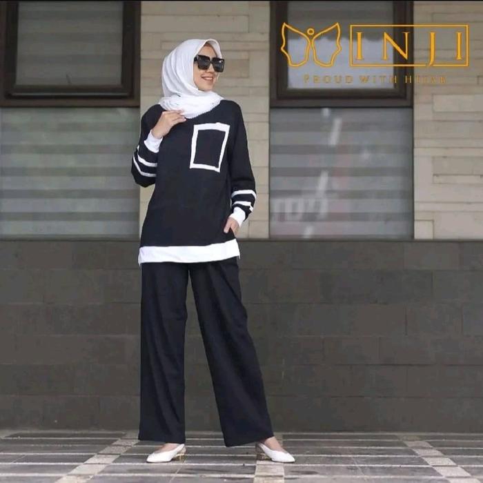 SET KAOS INJI DEWASA // ONE SET KAOS COMBAT BY JEVANNI Baju Celana Kulot Muslim Panjang Semi Nyaman
