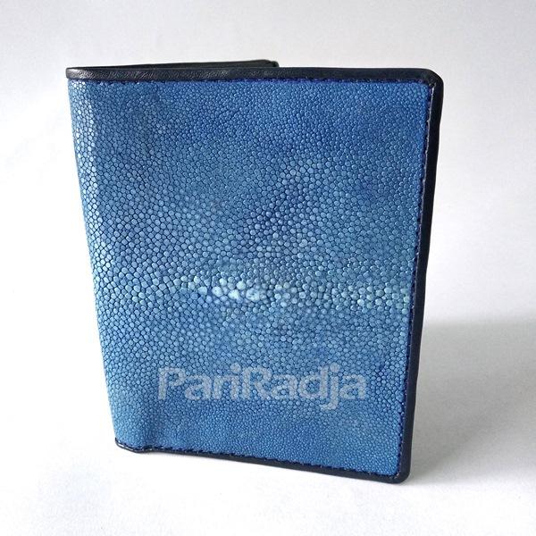 Pariradja Dompet Pria Kulit Ikan Pari Asli Model Berdiri Polish Biru | Dompet Kulit Pari