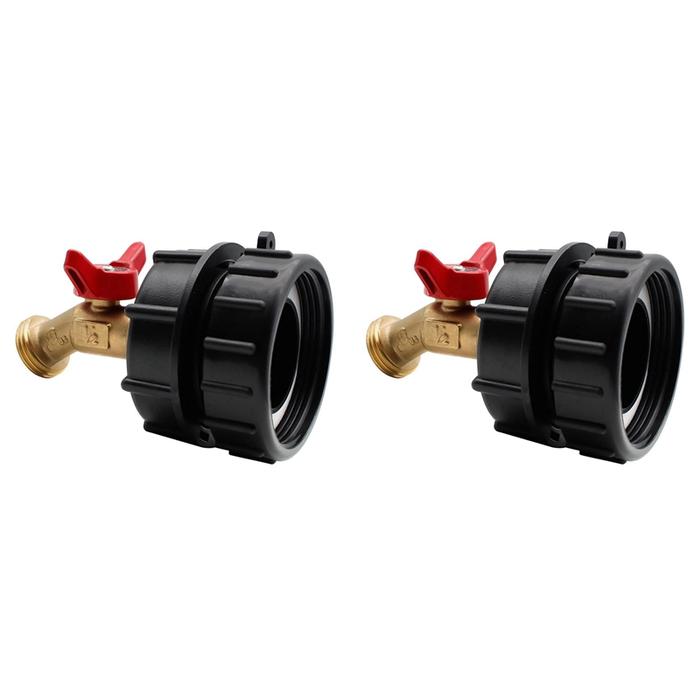 2X IBC Tote Fitting,275-330 Gallon IBC Tote Tank Adapter Fine Thread Tote Valve,Lead-Free Brass Hose