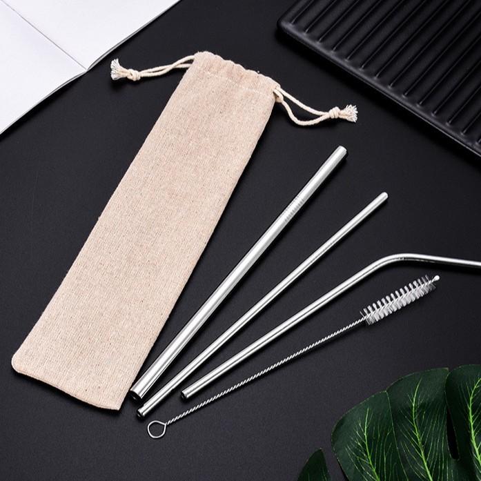 Reusable Stainless Straw Set 5PCS / Sedotan Stainless Steel Set / Sedotan Sikat Sedotan