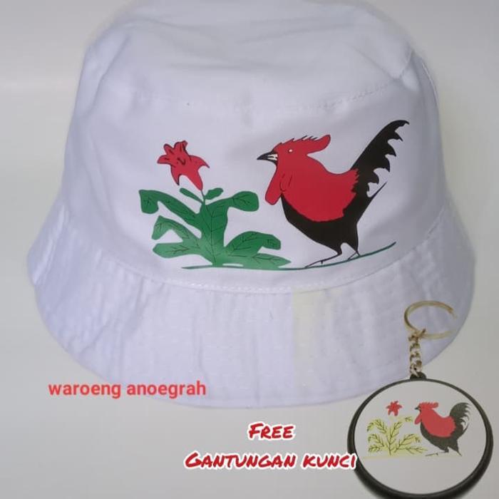 Bucket Hat Ayam Jago Putih