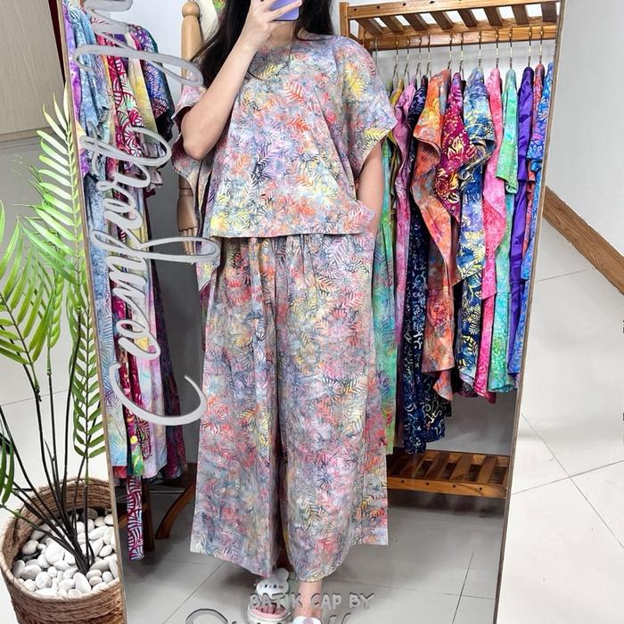 RATI One Set Kulot by SILATUKU - Setelan Jumbo Atasan Model Lowo Set Celana Kulot 7/8 Batik Cap Smok