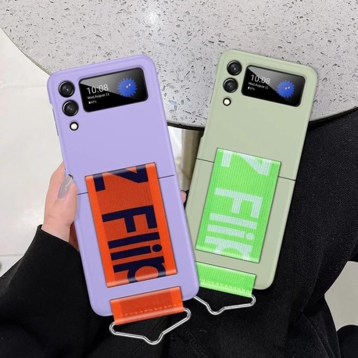 Hard Case Z Flip 3 4 Silikon Macaron Wristband Strap