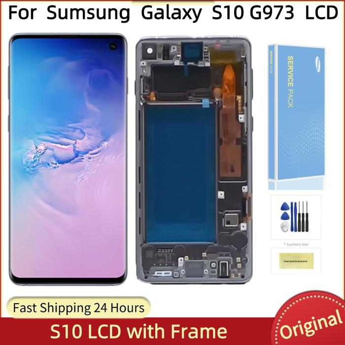 100%Original 6.1''AMOLED Screen For Samsung Galaxy S10 LCD G973 G973F