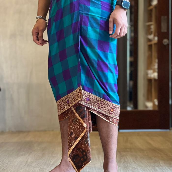Saput sembahyang tepi songket biru ungu wi