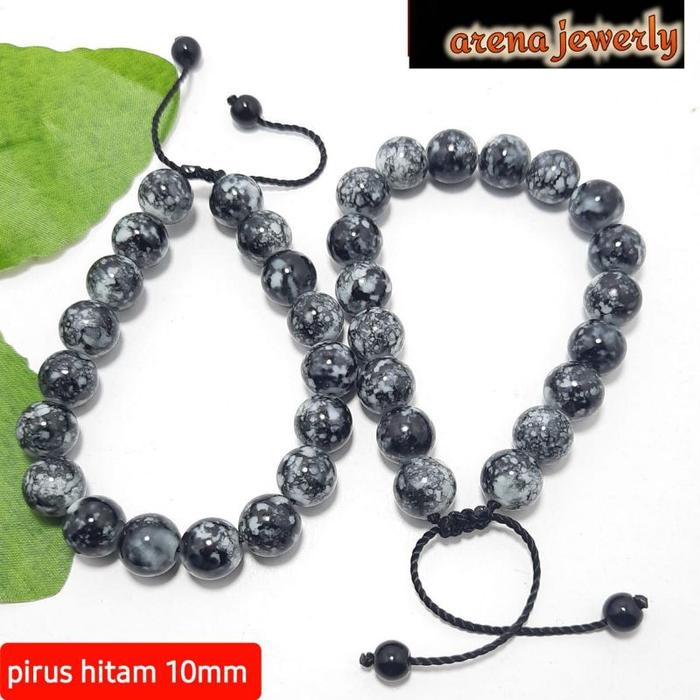 Gelang Tasbeh Batu Resin Pirus Hitam 10 Mm Gelang Batu Resin Pria Wanita