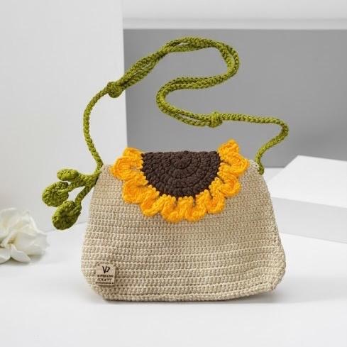 Slingbag Rajut Hp Bunga Matahari | Tas Rajut | Slingbag Hp | Tas Hp | Rajut Handmade | Tas HP Rajut 