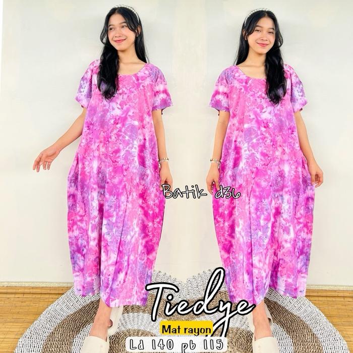 (Batik d36 )Daster ld 140 lowo jumbo adem rayon premium daster murah kekinian viral motif tydie by
