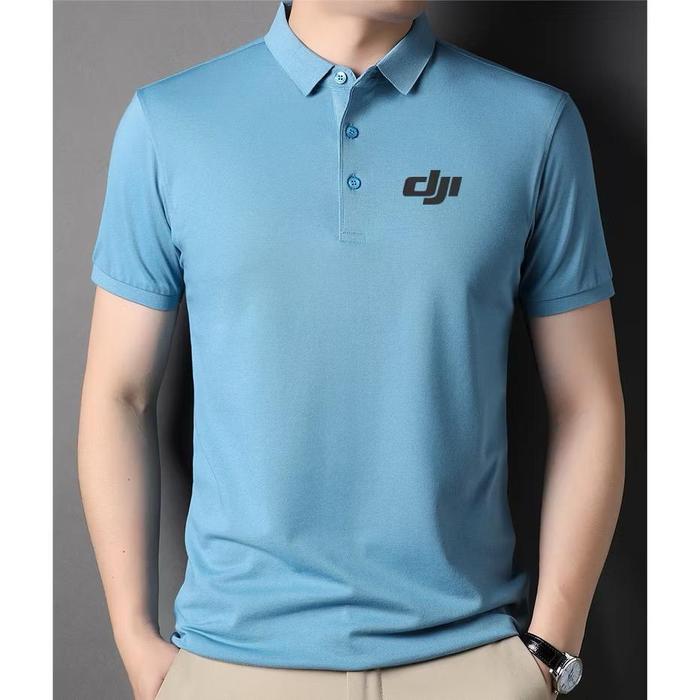 Polo Shirt DJI Lengan Pendek Kaos Kerah Premium Pria Wanita -Beby blue-S-XXL