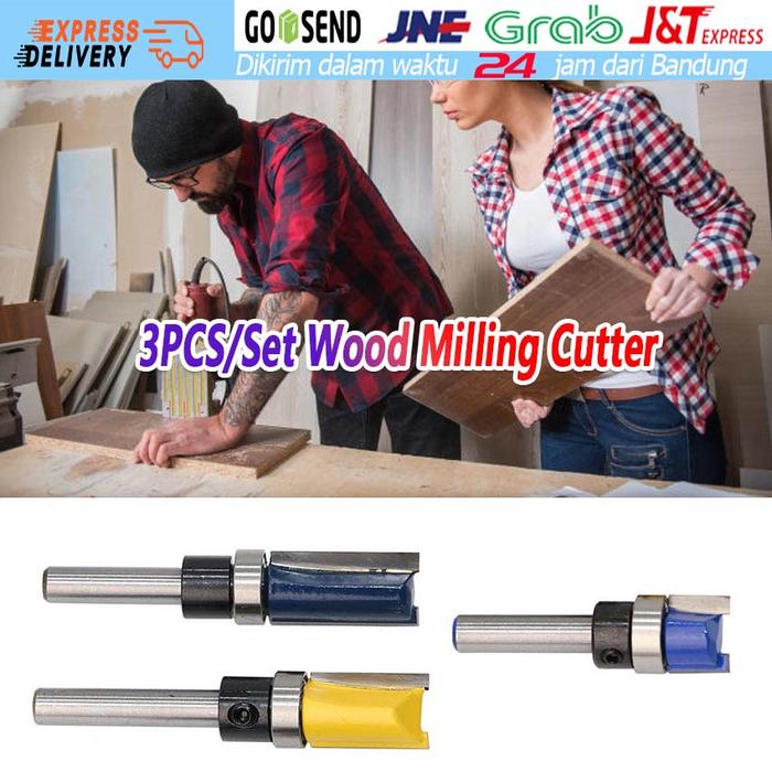 3PCS Mata Profil Lurus Straight Flush Trimmer Router Bits Top Bearing HPL Edging 12/20/25 mm