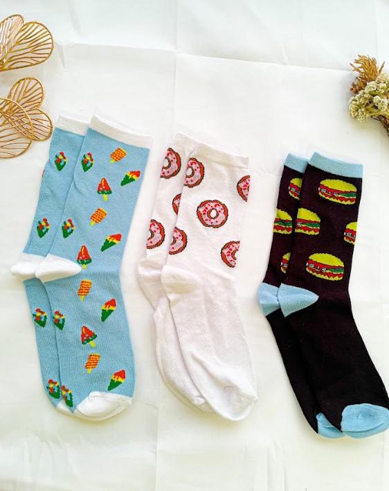 Sokes Kaos Kaki Motif Makanan