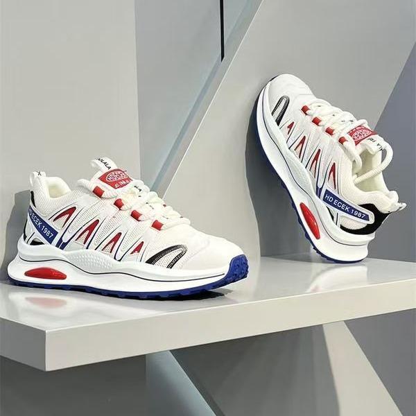 KANG N Sports Casual Sneakers Tinggi 10cm Non-Slip Trendy Sepatu Pria Merah Kasual Nyaman untuk Olah