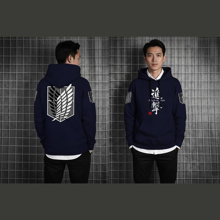Flava Store Hoodie Pria Attack On Titan Jaket Sweater Anime Distro Bahan Fleece