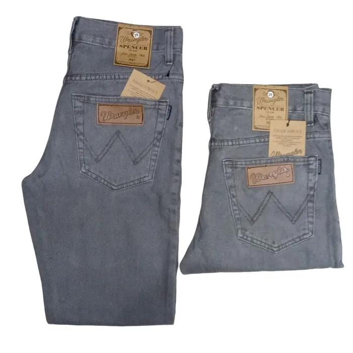 Celana Jeans Pria Standar Panjang Wrangler Premium Original Non-Stretch Coklat Denim Tebal Lembut Ha