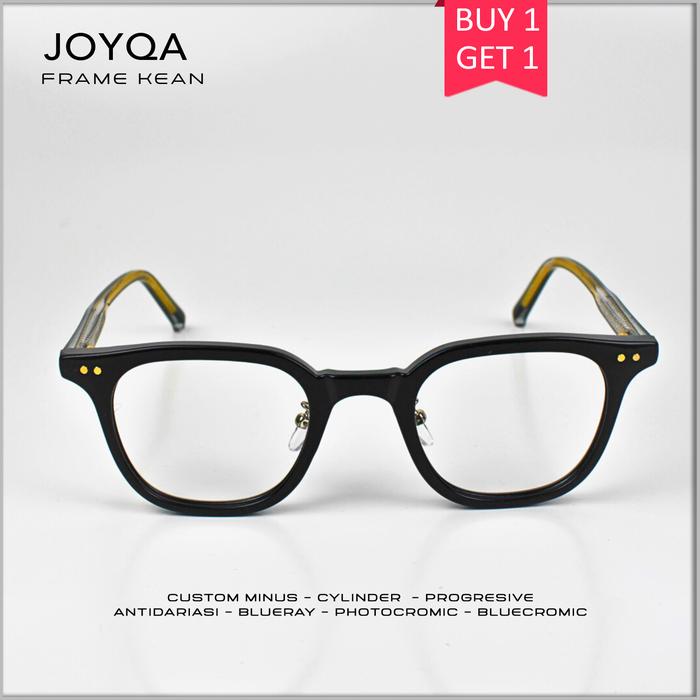 JOYQA | FRAME KEAN - Kacamata Kotak Persegi Fashion Hitam Glossy Caramel Leopard Bening Antiradiasi 