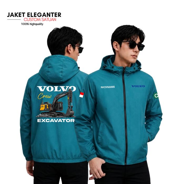 Jaket Crew EXCAVATOR VOLVO Jaket Parasut Custom Distributor Alat Berat
