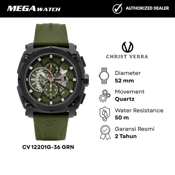 Jam Tangan CHRIST VERRA Pria Original CV 12201G-36 GRN