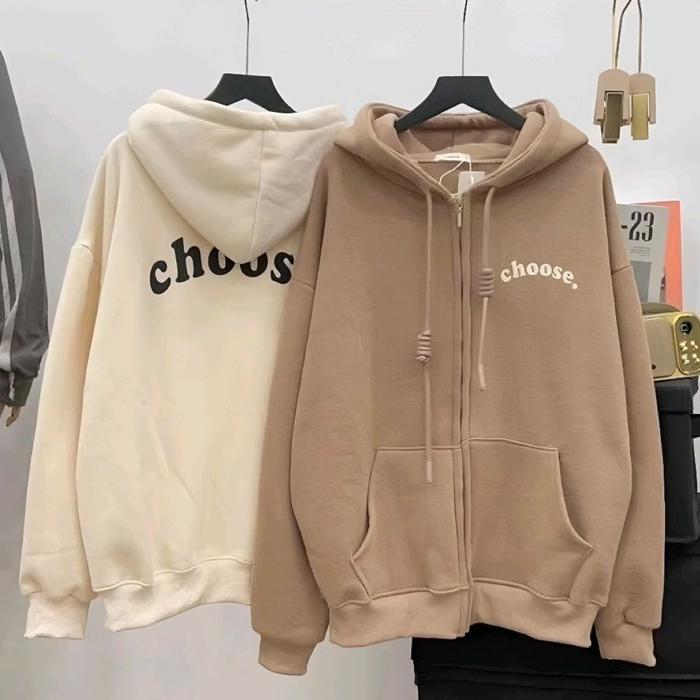 Jaketin Aja ( S - 6XL ) ZIP Hoodie Big Size CHOOSE Korean Street Style Ulzzang M L XXL XXXL 4XL 5XL