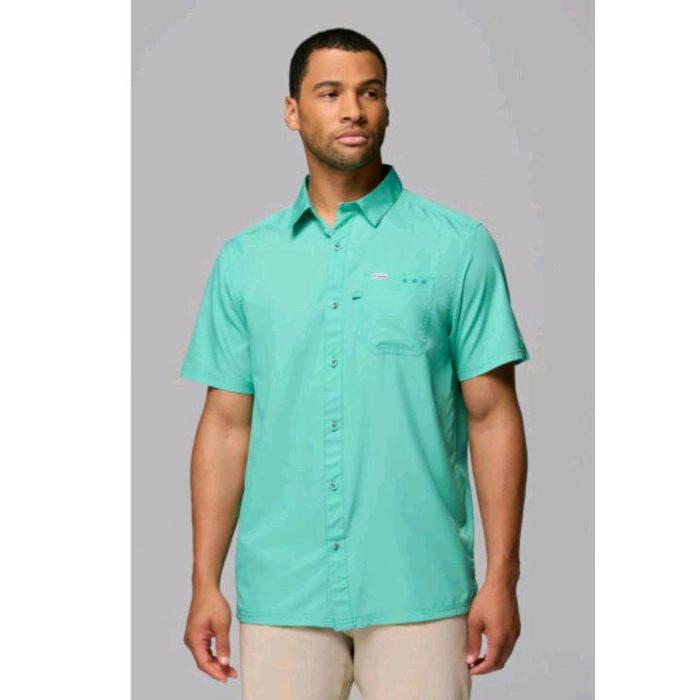 Kemeja Outdoor Columbia PFG Bahama II Short Sleeve - Toska Tua,(SIZE,S,L,XL) (New & Original)