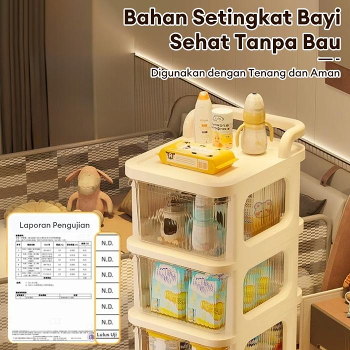 Rak susun plastik Rak Makanan Rak Dapur Rak Laci Susun Serbaguna Tempat Penyimpanan Katrol