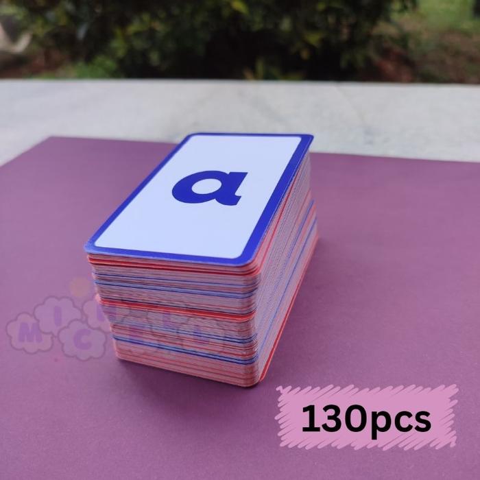 Flashcards Moveable Huruf Montessori 130pcs - Mainan Flash card Anak Belajar Membaca Alfabet Menulis