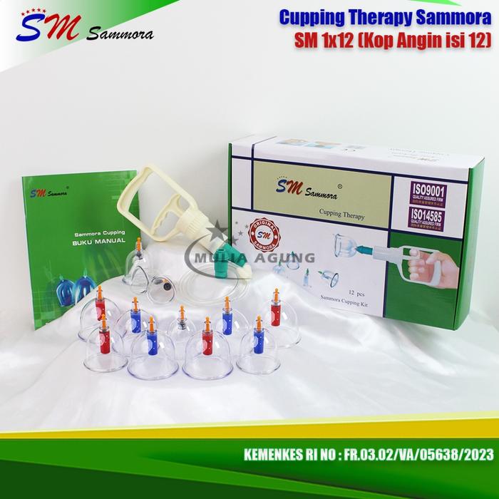 Kop Angin isi 12 pcs / Alat Bekam Sammora Hijau SM / Kop Bekam Sammora isi 12 Kop Lengkap Original