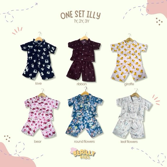 Illy one set/daily wear/setelan rayon adem/baju anak perempuan