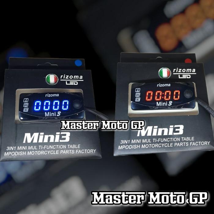 Volt meter Rizoma 3 in 1 volt meter jam suhu pengukur aki volt meter digital mini 3 Rizoma