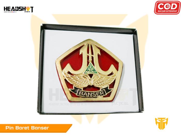 Emblem Baret Banser Latin - Pin Baret Tulisan Banser - Emblem Baret Banser -Pin Atribut Banser - Atr