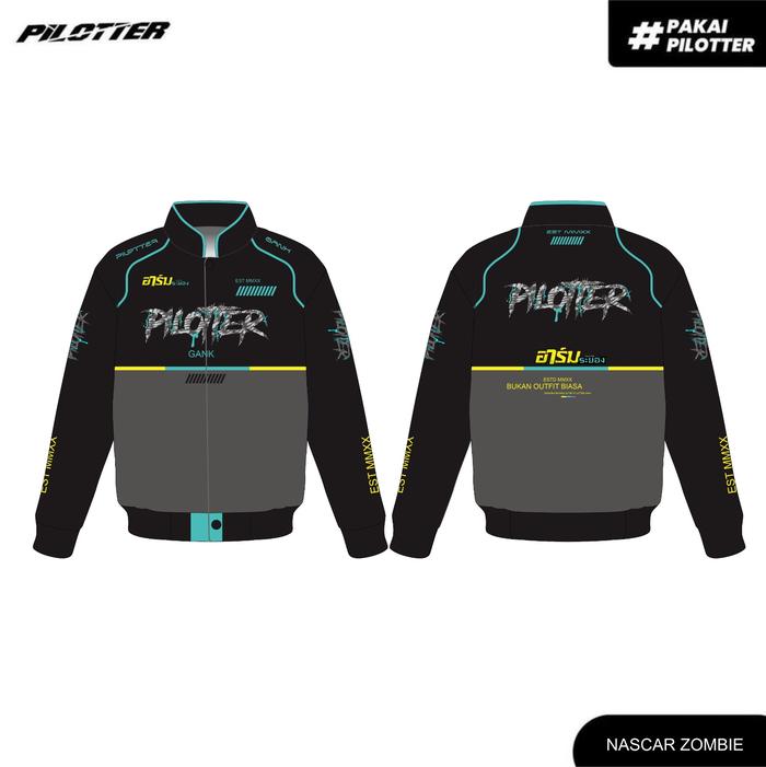 JAKET NASCAR ZOMBIE HITAM PILOTTER - PLTR-071