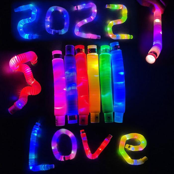 WD Mainan Pop Tube LED Pop Tubes LED Fidget Pop Tubes Sensory Toys Mainan Selang Anak