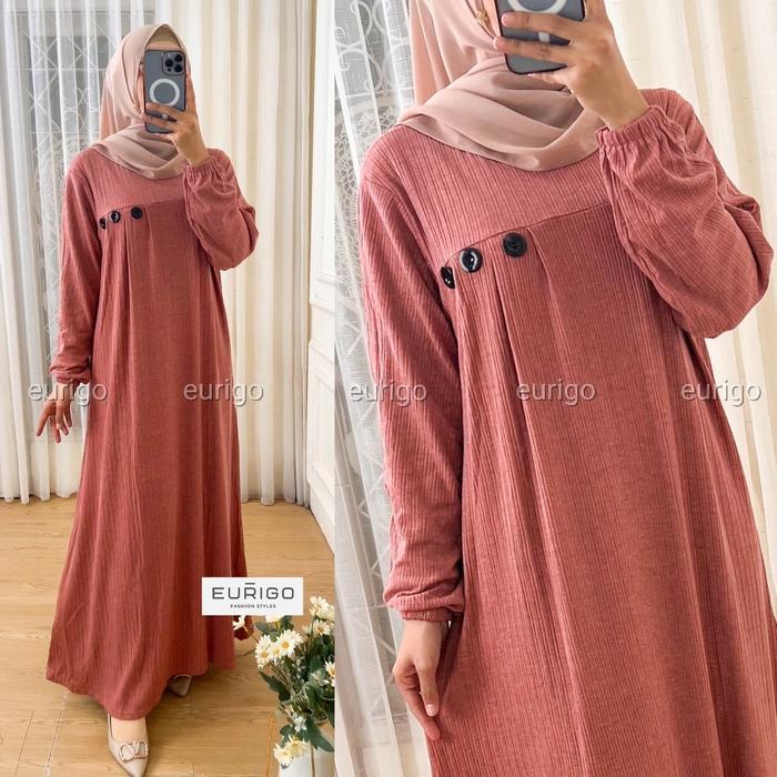 Isabel Maxy - Gamis Kaos Knit Rajut LD102+ / 398-7048 Maxi Dress Wanita Muslim