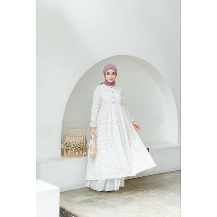 Mysha Iwearmysha Gamis Motif Bunga Crinkle Premium Korean Dress Style  Size S-XL LITTLE KALILA