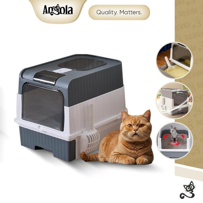 ANGOLA Pet Litter Box Kucing Tertutup M30 Cat Litter Box / Bak Pasir Kucing GRATIS Sekop Pasir