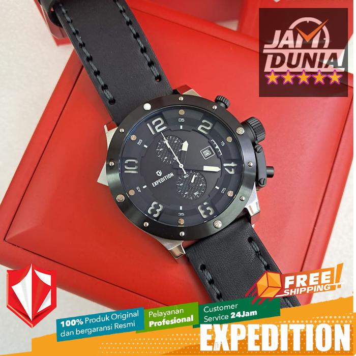 JAM TANGAN PRIA EXPEDITION ORIGINAL CHRONOGRAPH BLACK SILVER KULIT EXF 6381 EXF6381 EXF 6381 EXPEDIT