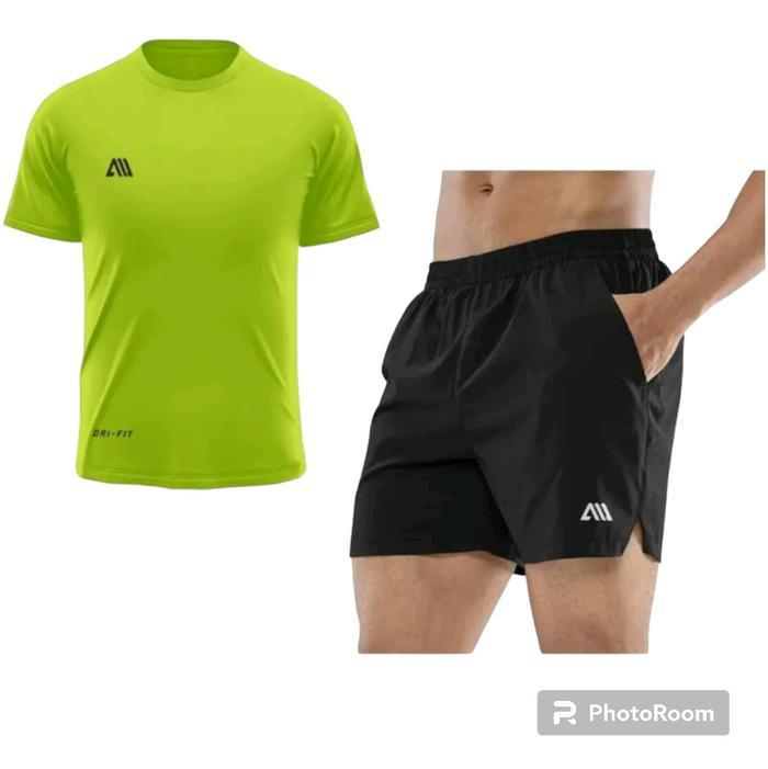 Stelan Kaos Olahraga baju dryfit atasan olahraga kaos Running + Celana Running celana olahraga badmi