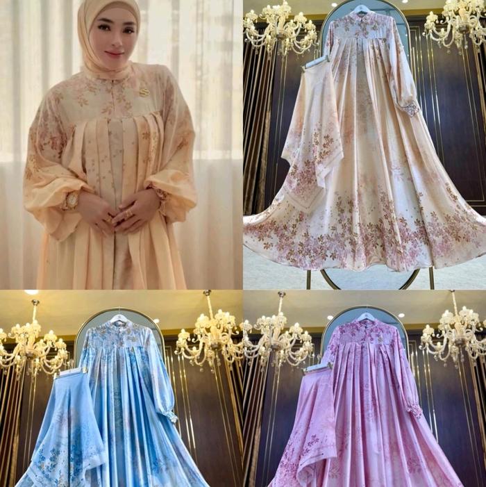 Dress Jumbo Printing Shellasaukia Original Silk Premium Shellasaukia Gamis Muslim Maxi