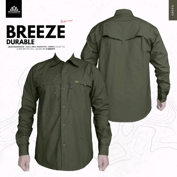 Kemeja Elegant Angsana Original Seri Breeze New Project kancing keren Pria Panjang Hitam Casual Form