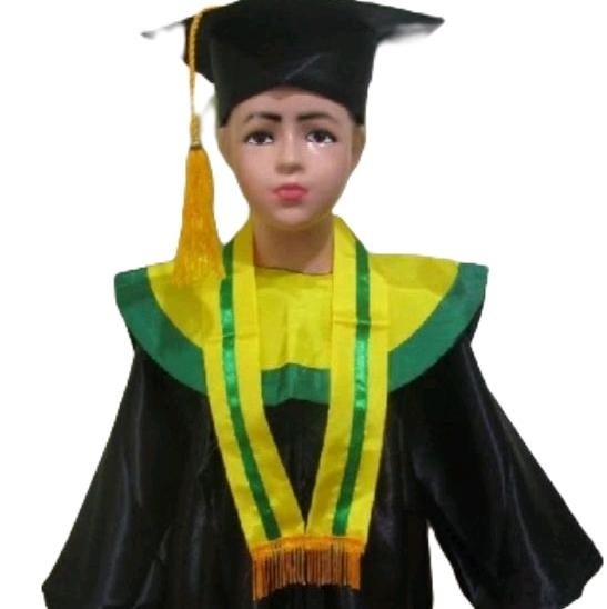 Samir Sleber Baju Wisuda Anak TK/PAUD SD Premium Satin Set Lengkap Topi Jubah Tali & Medal Ukuran M 