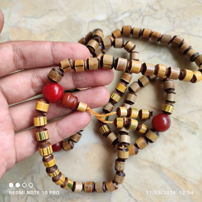 Tasbih bambu kuning asli japamala budha 108 butir