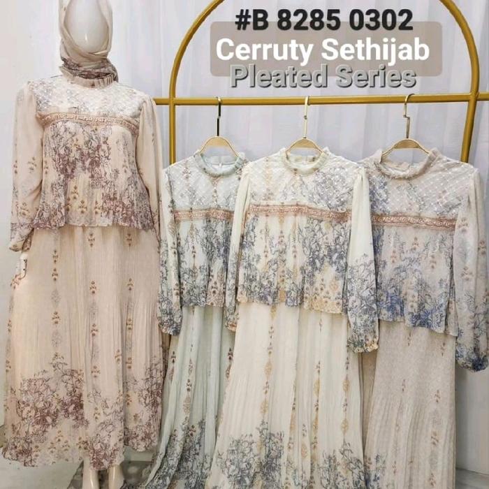Gamis Hijab Aisyah bahan ceruty plisket premium