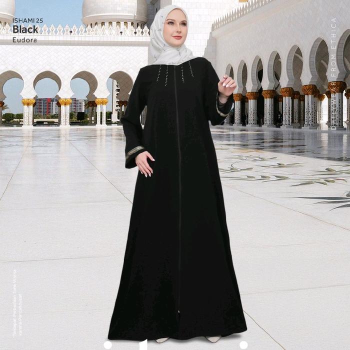 Ethica Ishami 25 Black, Abaya Ethica, Gamis Ethica Terbaru, Gamis Hitam