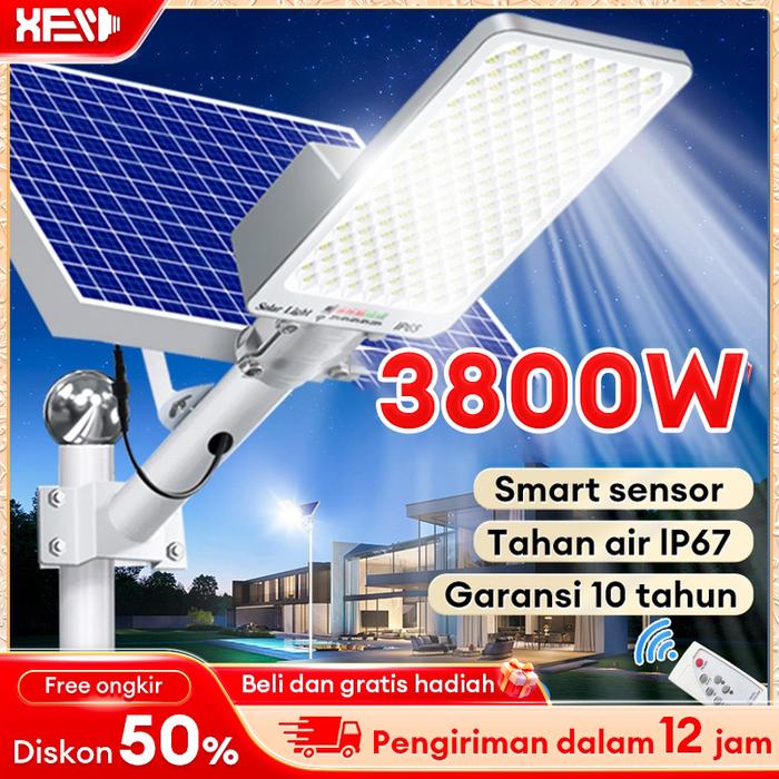 【Garansi 10 tahun】 lampu tenaga surya outdoor otomatis nyala 3800W lampu solar  lampu jalan tenaga m