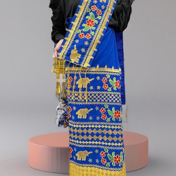 Tapis lampung bordir sanwos motif gajah biru