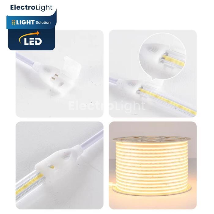 Lampu strip LED COB 220V 1 roll 50 Meter dotless selang tebal waterproof outdoor premium