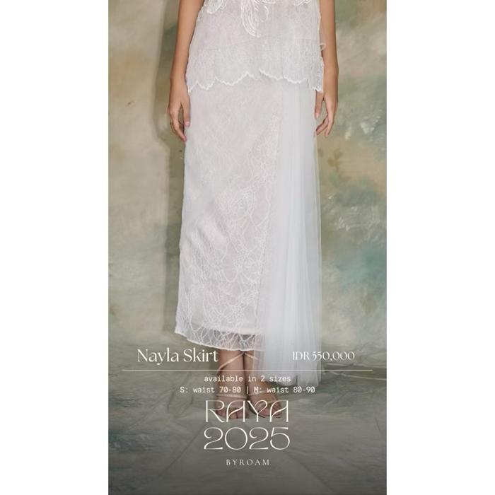 NAYLA SKIRT - Kebaya Brokat WHITE Modern - KEBAYA PARTY LACE BYROAM | Atasan Pesta DEWI ROAM SIGNATU