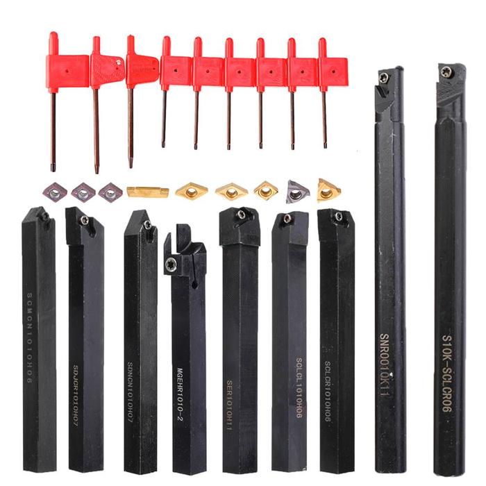 10mm 9pcs Shank Lathe Boring Bar Turning Tool Holder Set With Carbide