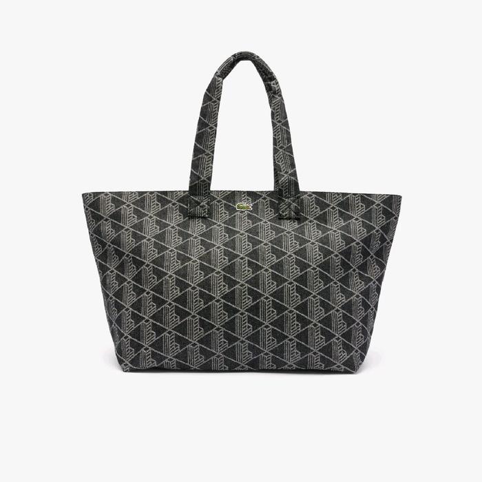 Lacoste Unisex XXL Summer Pack Jacquard Motif Tote Bag Pria / Wanita - Grey