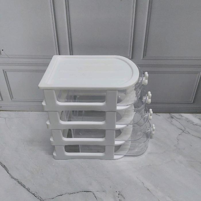Laci Mini Bonbox 4 Susun Kotak Tempat Penyimpanan Perhiasan Aksesoris Kosmetik ATK Rak Plastik Serba