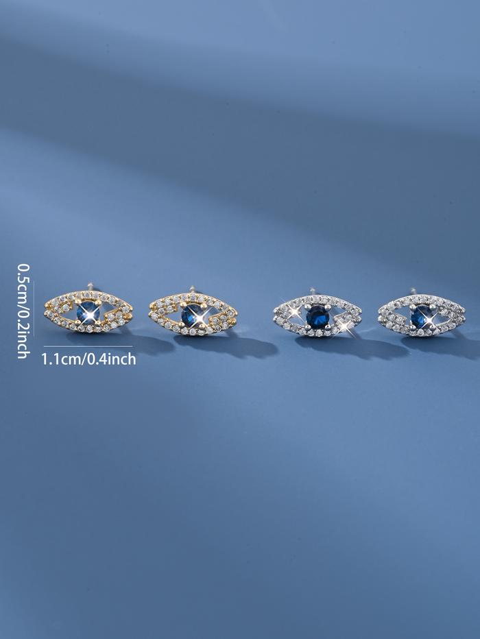 925 Sterling Silver Devil's Eye Set With Mini Zircon Earrings For Women Fashionable And Luxurious Je